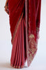 Dusty Rose Embroidered Velvet Saree Set