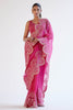 Fuchsia Pink Embroidered Silk Organza Saree