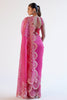 Fuchsia Pink Embroidered Silk Organza Saree