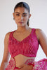 Fuchsia Pink Embroidered Silk Organza Saree