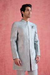 Janaab - Ice Blue Jacket Set