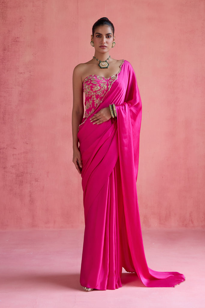 Yasmin Saree Set - Fuchsia