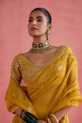 Zeba - Mustard Saree Set