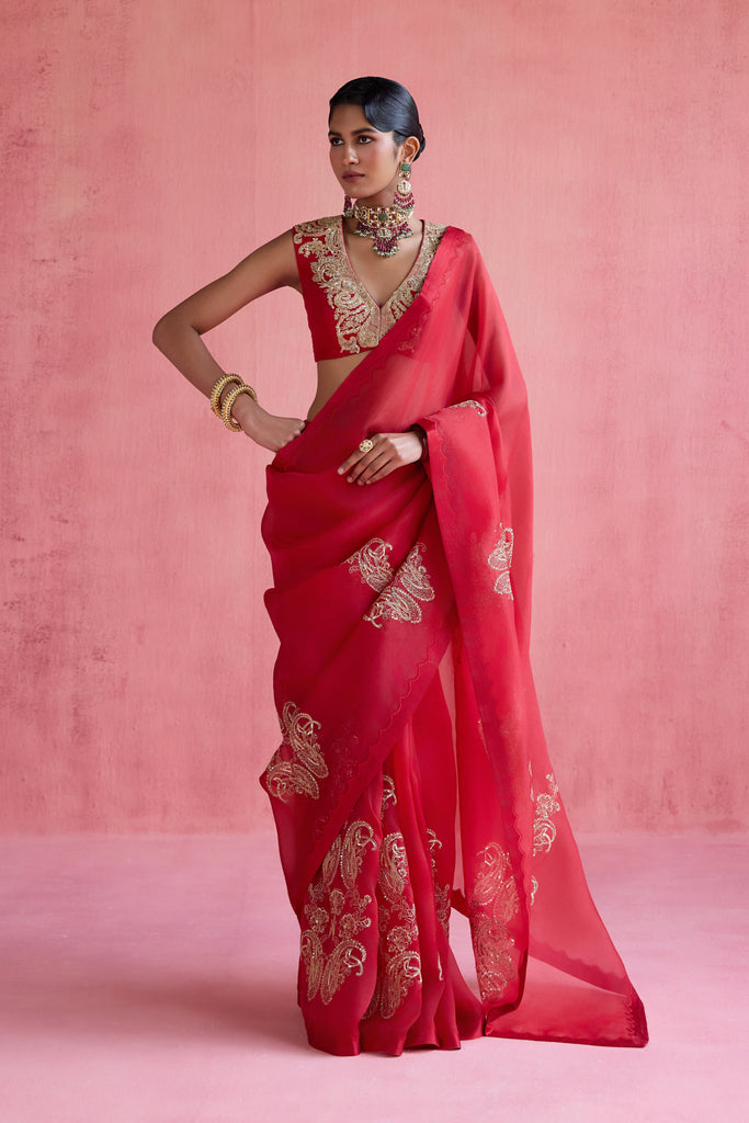 Zohra Saree Set - Red