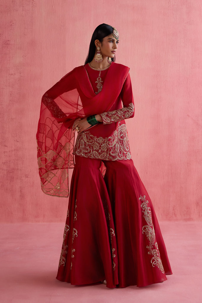 Alya Sharara Set - Red