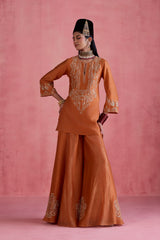 Huma - Orange Sharara Set