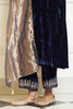 Navy Blue Embroidered Velvet Straight Kurta Set