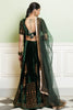Emerald Green Zari Embroidered Velvet Lehenga Set