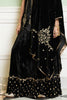 Black Embroidered Velvet Sharara Set