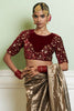 Gold Silk Tissue Embroidered Saree Set
