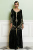 Emerald Green Embroidered Velvet Gharara Set