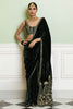 Emerald Green Embroidered Velvet Saree Set