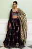 Deep Purple Embroidered Velvet Lehenga Set