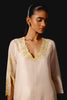 Ivory Yellow Chanderi Kurta Set with Cutwork Embroidery