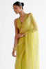 Divya Boppana in Green Modal Satin & Chiffon Mukaish Saree