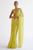 Divya Boppana in Green Modal Satin & Chiffon Mukaish Saree