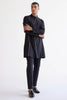 Black Silk Chanderi Kurta with Open Front