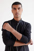 Black Silk Chanderi Kurta with Open Front