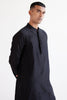 Black Emboidered Silk Chanderi Kurta Set