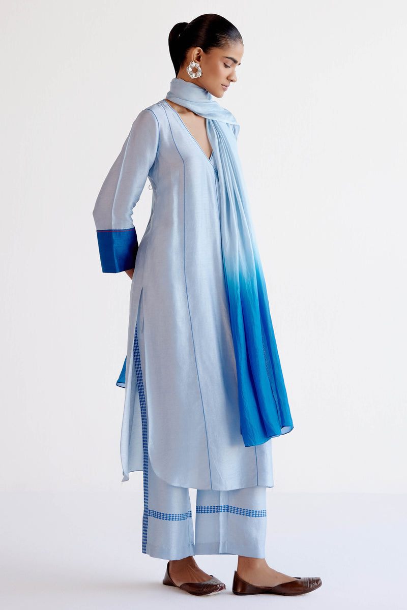 Light Blue Summer Tussar Angrakha Set