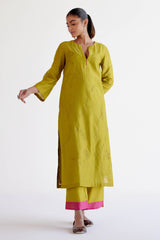Green Chanderi Kurta Set with Resham Embroidery
