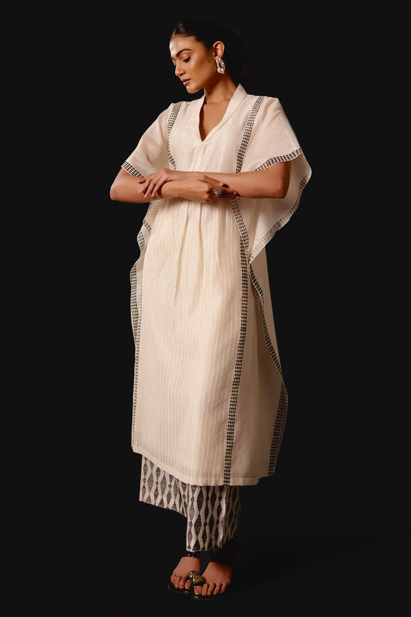 Ivory Silk Chanderi Kaftan Set