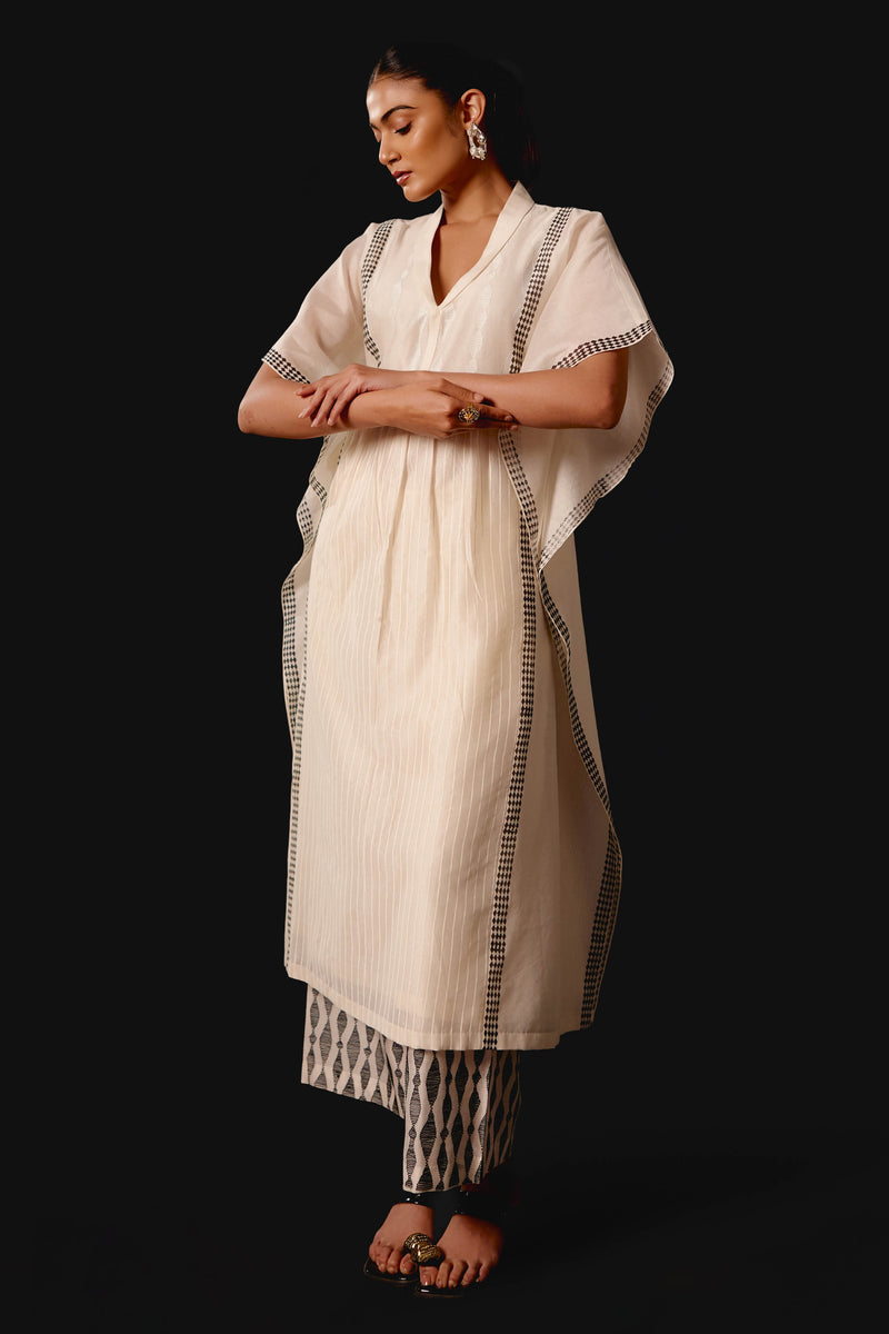 Ivory Silk Chanderi Kaftan Set
