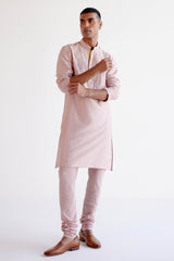 Blush Pink Embroidered Silk Chanderi Kurta