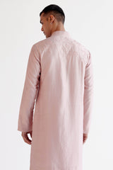 Blush Pink Embroidered Silk Chanderi Kurta