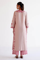 Pink Chanderi Kurta Set with Resham Embroidery