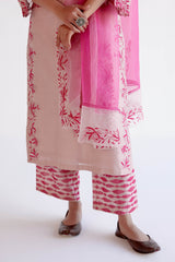 Pink Chanderi Kurta Set with Resham Embroidery