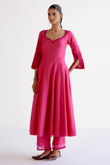 Fuchsia Pink Anarkali Set with Dori Embroidery