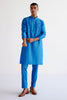 Bright Blue Embroidered Silk Chanderi Kurta