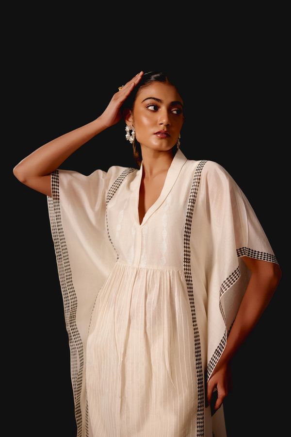 Ivory Silk Chanderi Kaftan Set