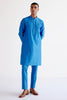 Bright Blue Embroidered Silk Chanderi Kurta