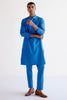 Bright Blue Embroidered Silk Chanderi Kurta