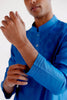 Bright Blue Embroidered Silk Chanderi Kurta