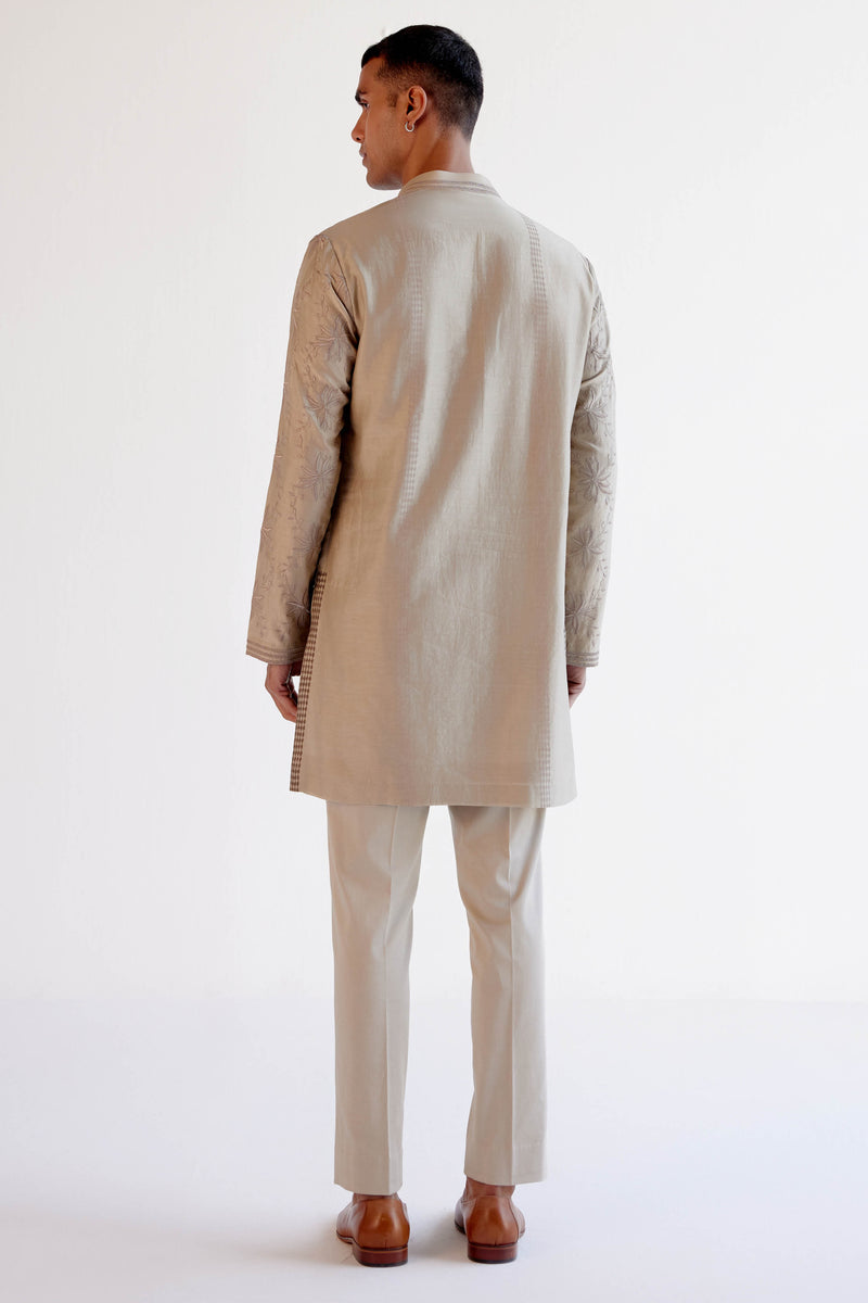 Sand Silk Chanderi Kurta Set with Resham and Dori Embroidery