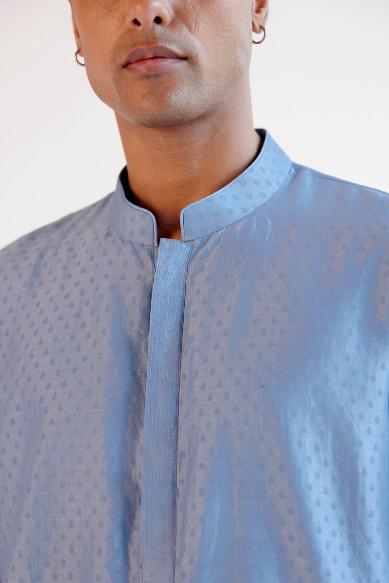 Ice Blue Summer Tussar Bundi Set