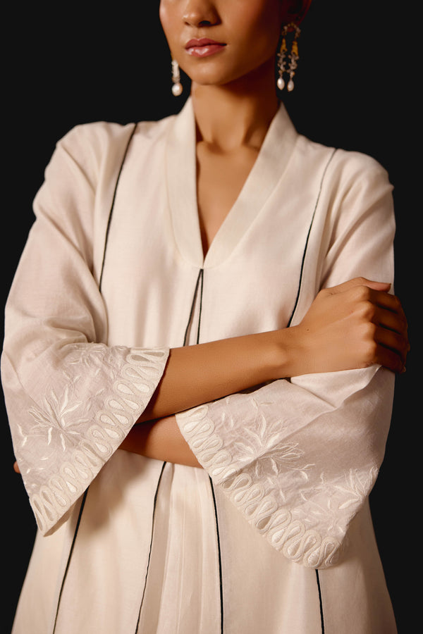 Ivory Embroidered Chanderi Kurta Set