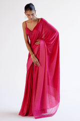 Fuchsia Pink Modal Satin Pre-Draped Saree