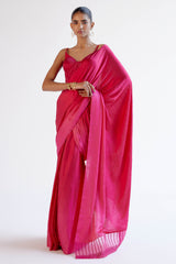 Fuchsia Pink Modal Satin Pre-Draped Saree
