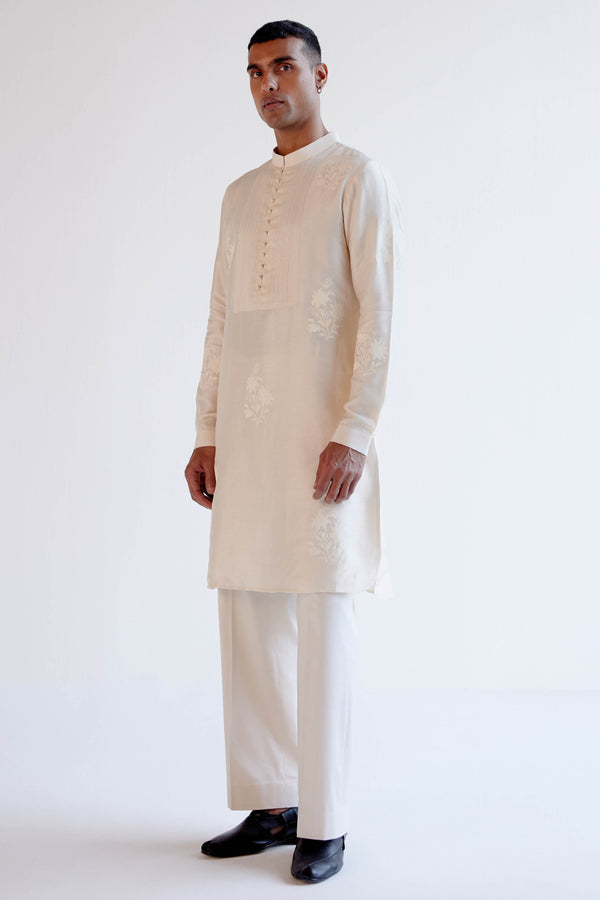 Ivory Block-Printed Kurta Set