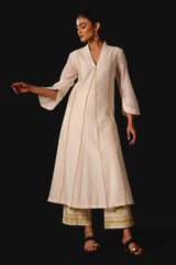 Ivory Embroidered Silk Chanderi Kurta Set (RTS)