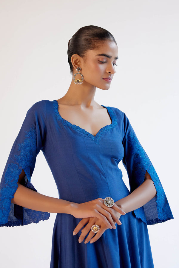 Blue Anarkali Set with Dori Embroidery