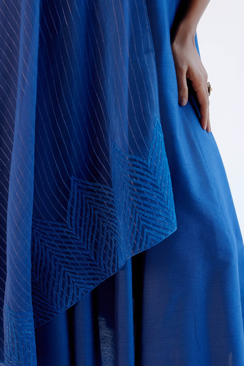 Blue Anarkali Set with Dori Embroidery