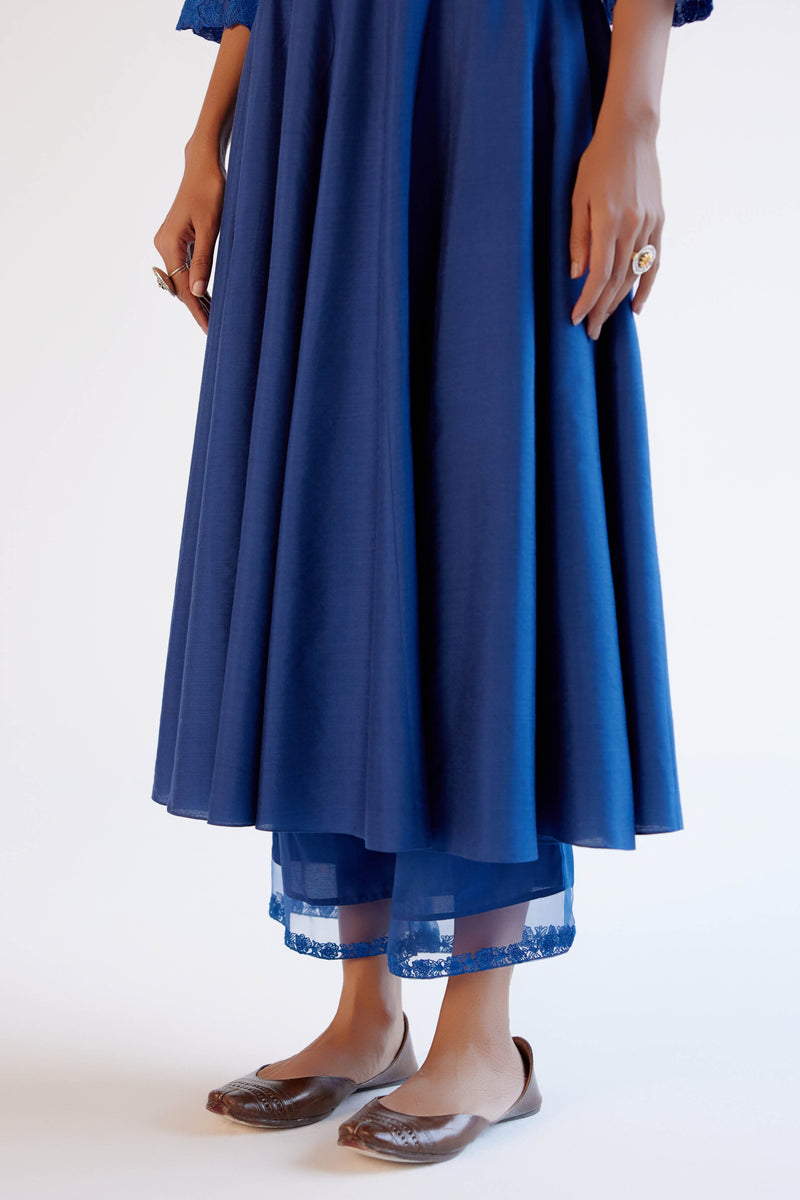Blue Anarkali Set with Dori Embroidery