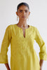 Lemon Yellow Chanderi Kurta Set with Resham Work Embroidery