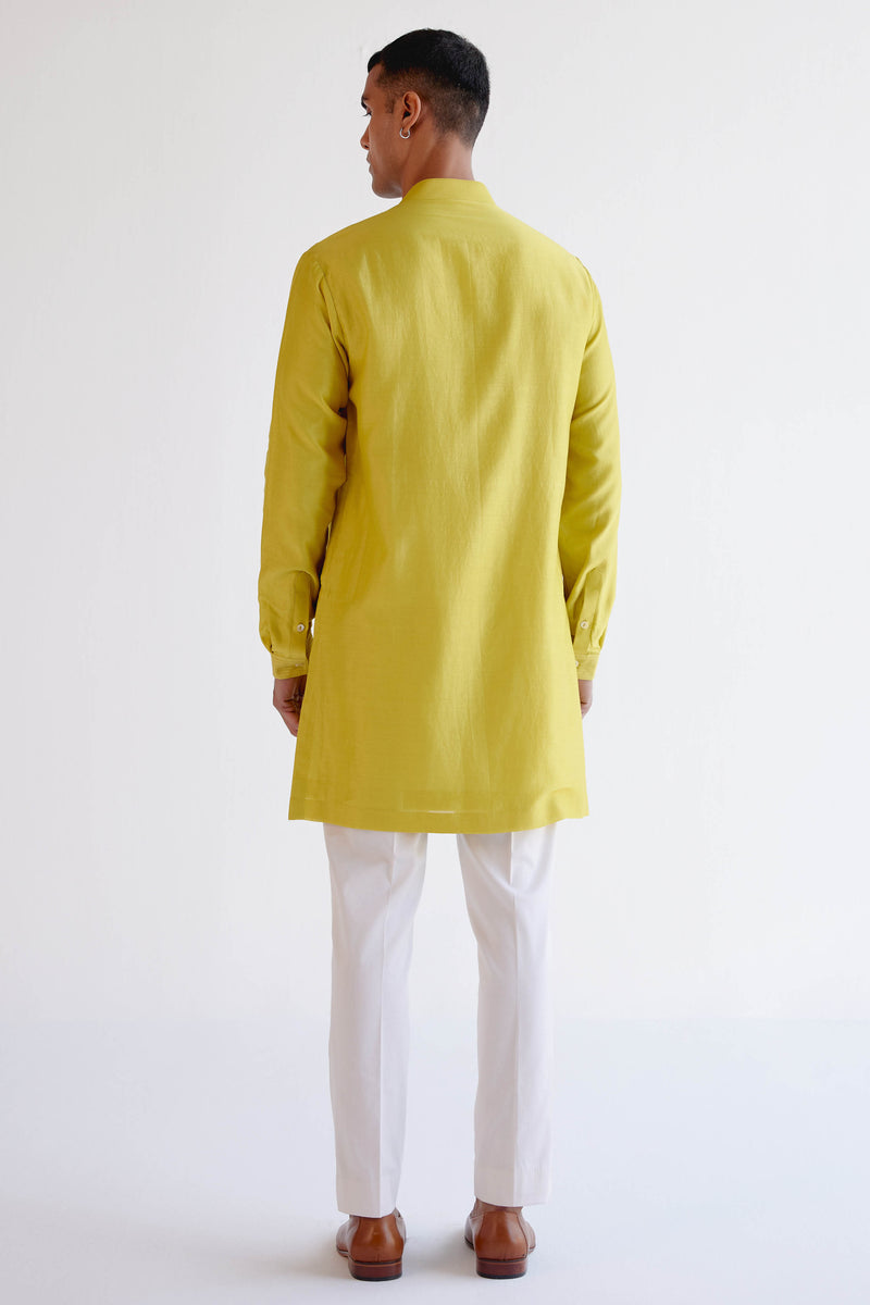 Lemon Yellow Embroidered Bundi Set