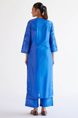 Krithi Shetty in Bright Blue Chanderi Kurta Set with Resham Work Embroidery